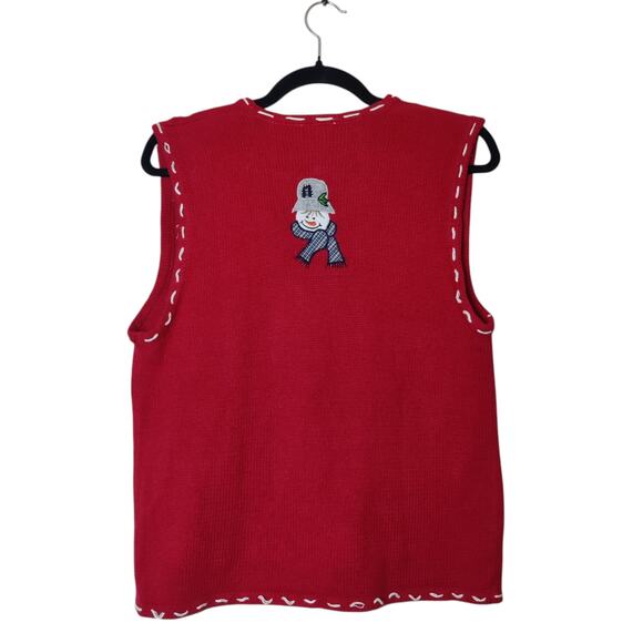 NWT Deadstock Ugly Christmas Sweater Vest Red Small Beaded Snowman Bobbie Brooks - Picture 2 of 11